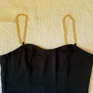 Satin crop top with adjustable chain straps (M)